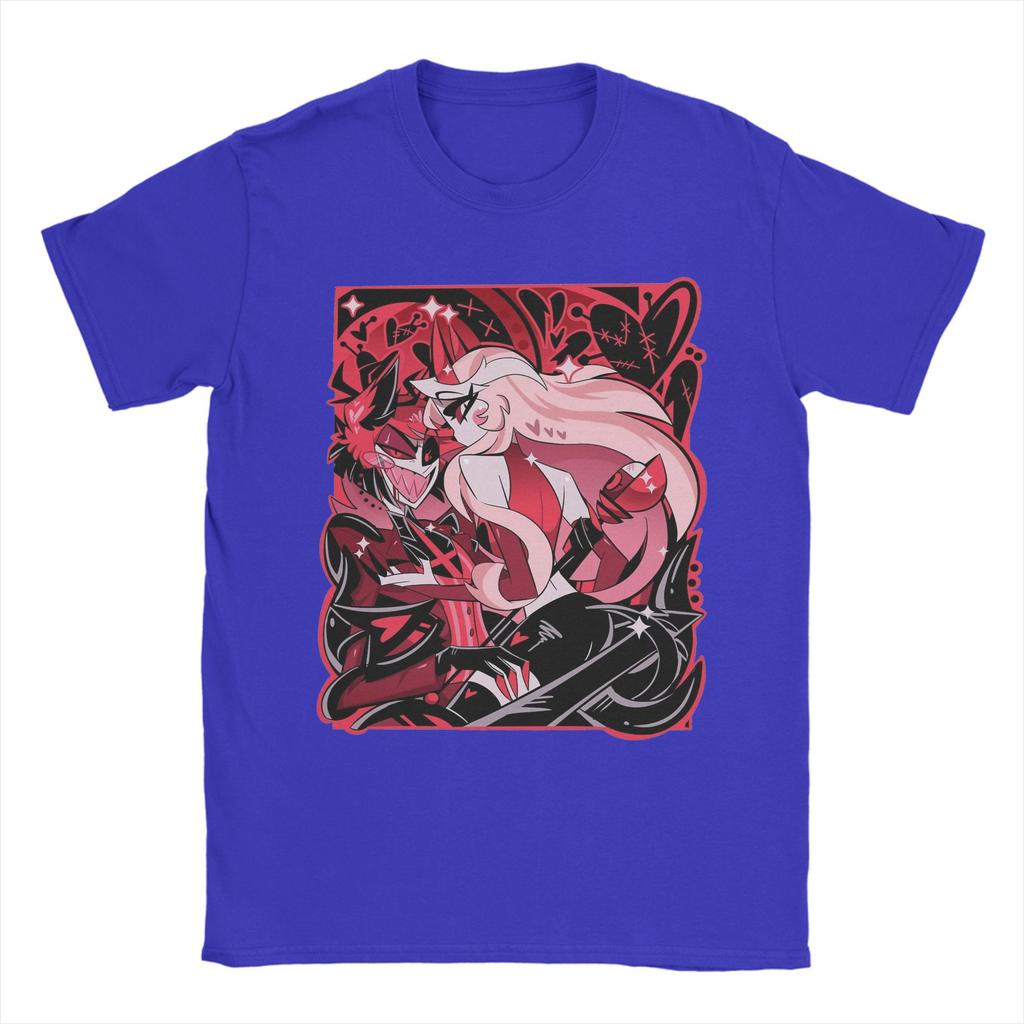 Men's T-Shirts Charlie Alastor Valentine's Day Hazbins Hotels 100% Cotton Tee Shirt Short Sleeve T Shirts Crew Neck Clothing