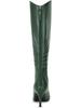 Allegra K Women's Pointed Toe Stiletto Heel Knee-High Boots, Dark Green, Size 27.0cm
