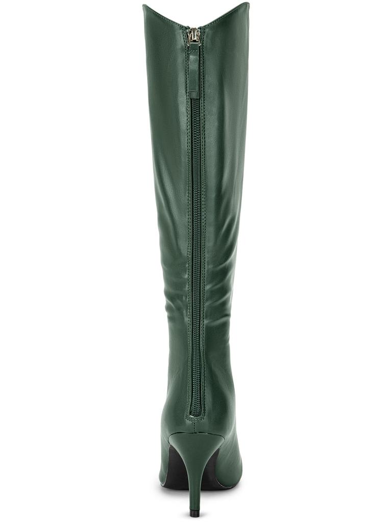 Allegra K Women's Pointed Toe Stiletto Heel Knee-High Boots, Dark Green, Size 27.0cm