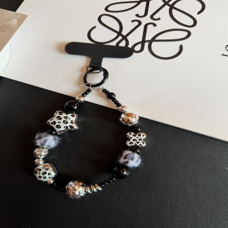 Cell Phone Strap With Leopard Print Star Ball Beads And Pvc Cord For Girls And Boys