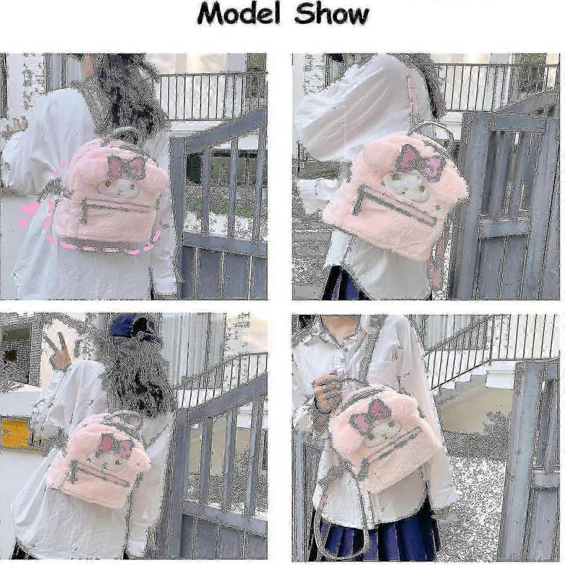 Cute Girl Plush Schoolbag Schoolbag For School, 3d Kawaii Animal Cartoon Schoolbag For Girl Schoolbag School Supplies, Pink Bunny