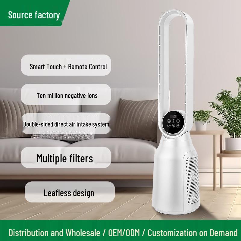 Bladeless Air Circulator: Safe Floor Fan for Kids  Rooms with Air Purification. белый