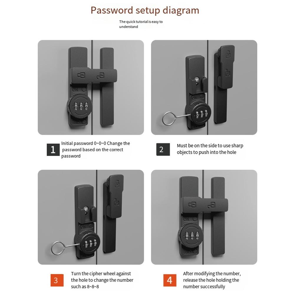 Door Password Lock 90 Degrees Sliding Door Latch Lock Free-Punch Refrigerator Cabinet Door Bolt Barn Gate Password Lock