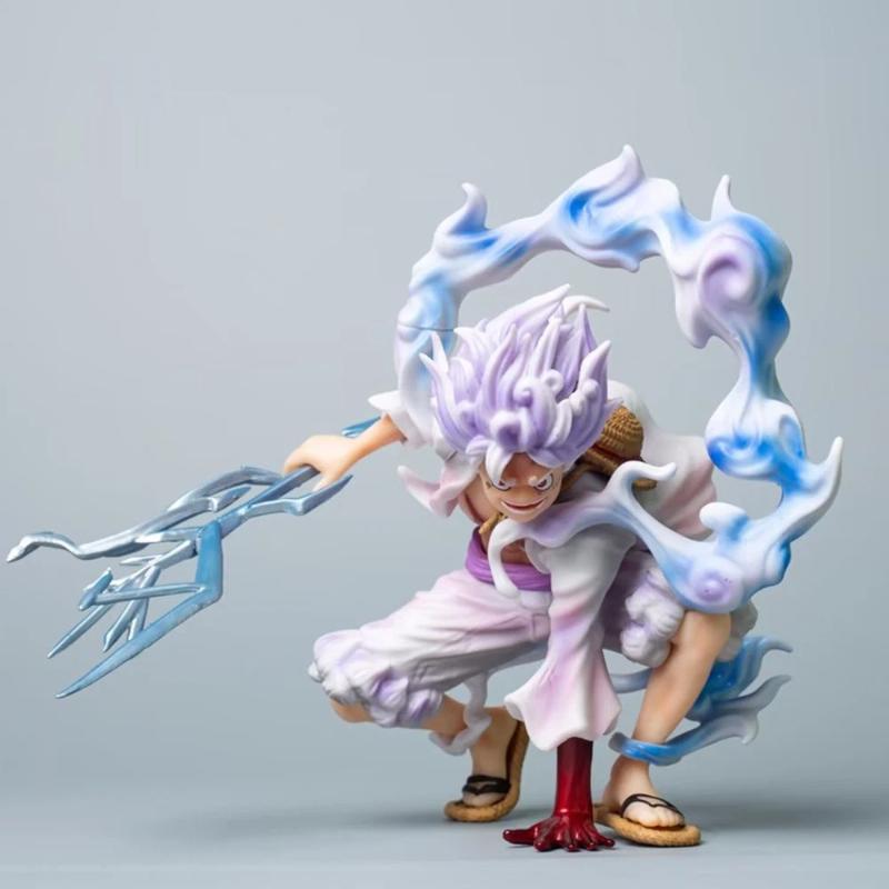 One Piece Gk Squatting Lightning Sun God Nikalufei Second Class Fruit Awakening Anime Handmade Model Ornament
