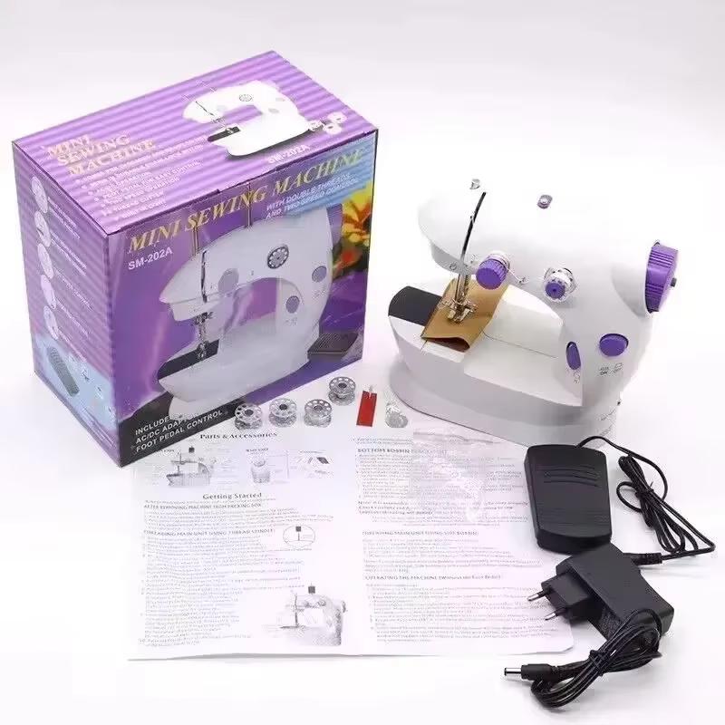 Multifunctiona Household Mini Sewing Machines Handheld Sewing Machine With Light Cutter Foot Pedal Portable Night Light EU Plug