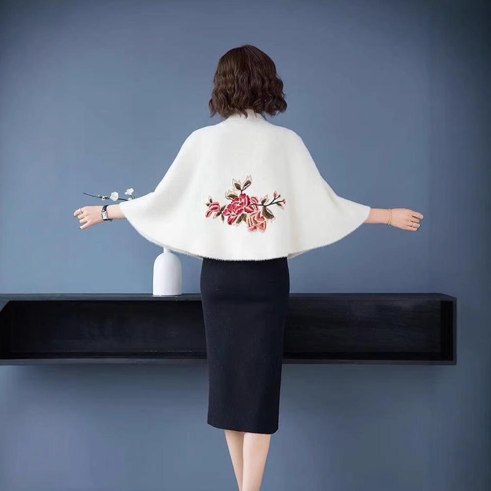 2024 Winter Elegant Loose Batwing Cloak: Fashionable Solid Color Short Shawl for Moms