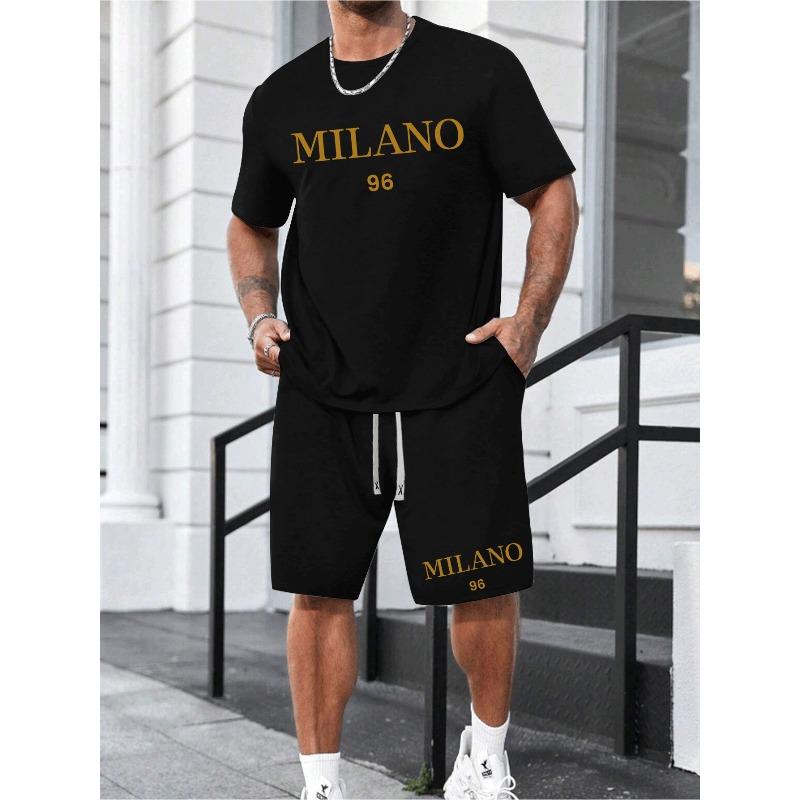 

European Size Men s short-sleeved T-shirt , casual sports regular T-shirt top spring and summer, as a gift 4XL чорний