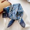 11 Mulberry silk cotton small square scarf silk cotton square scarf summer thin blue sunscreen headscarf women's cashew flower silk scarf