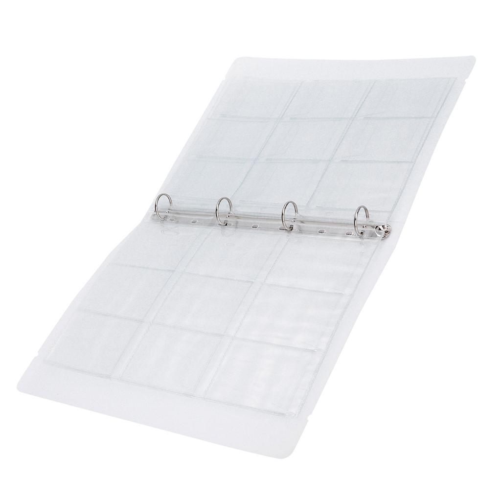 Transparent Binder Photo Organizer Badge Storage Book Perforated Ring Collection Folder 6 Pages(Shell 9 Hole Inner Page