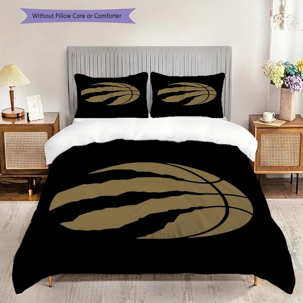 Toronto Raptors Bold Black Bedding(1 * Duvet Cover + 2 * Pillowcase, Without core)Bedding Set Soft and Comfortable Christmas Birthday Gift Bedding