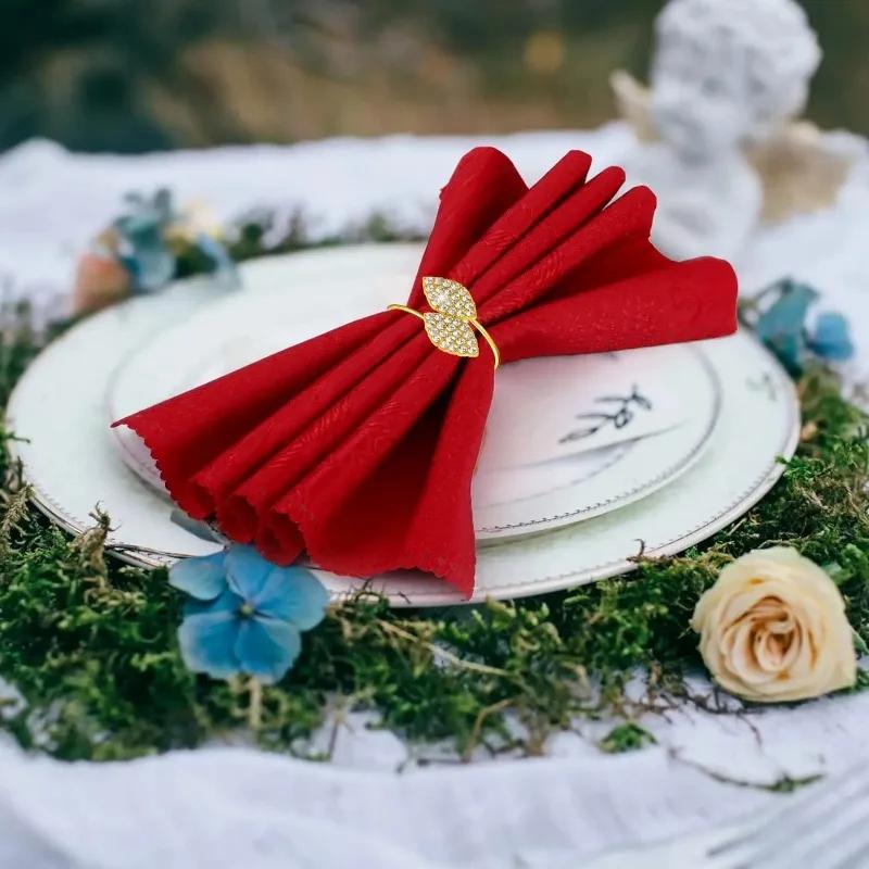Hotel Buckles Wedding Napkin Ring Table Decoration Party Rhinestone Napkin Wedding Napkin Holder Rings Banquet Leaves Shape