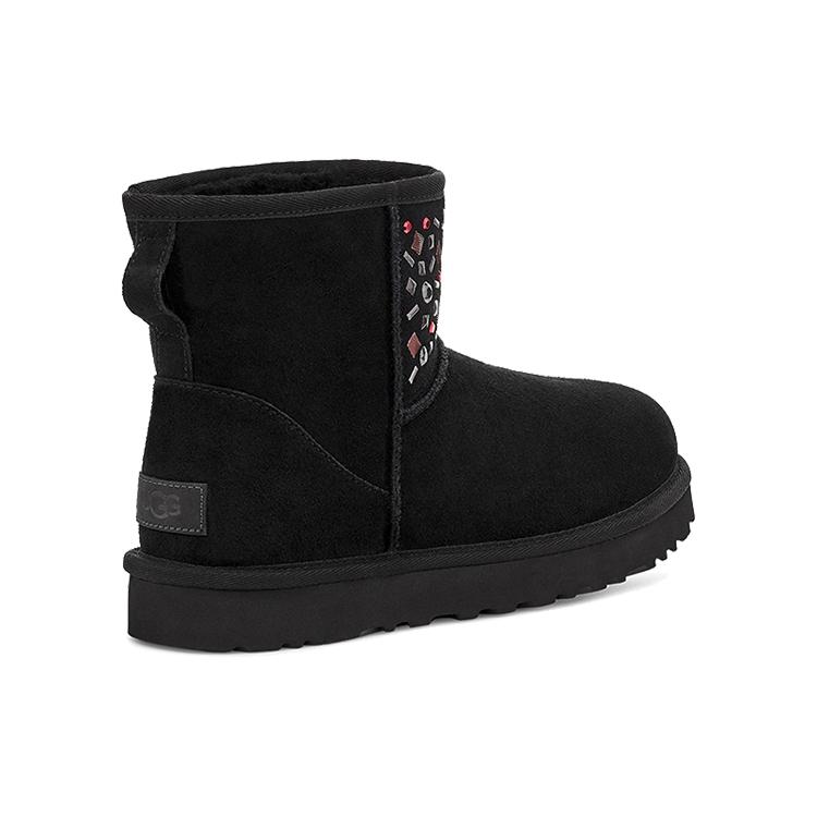 UGG Classic Mini Stud Ii Rivets Snow Boots Black Women's 1119101-BLK