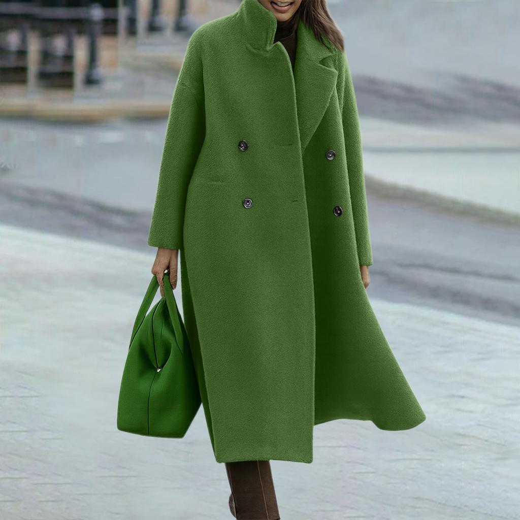 Women's Long-sleeved Solid Color Floral Print Lapel Coat