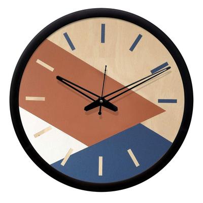 12-inch Contemporary Plastic & Glass Wall Clock - Designer (Silent Movement, Black Frame