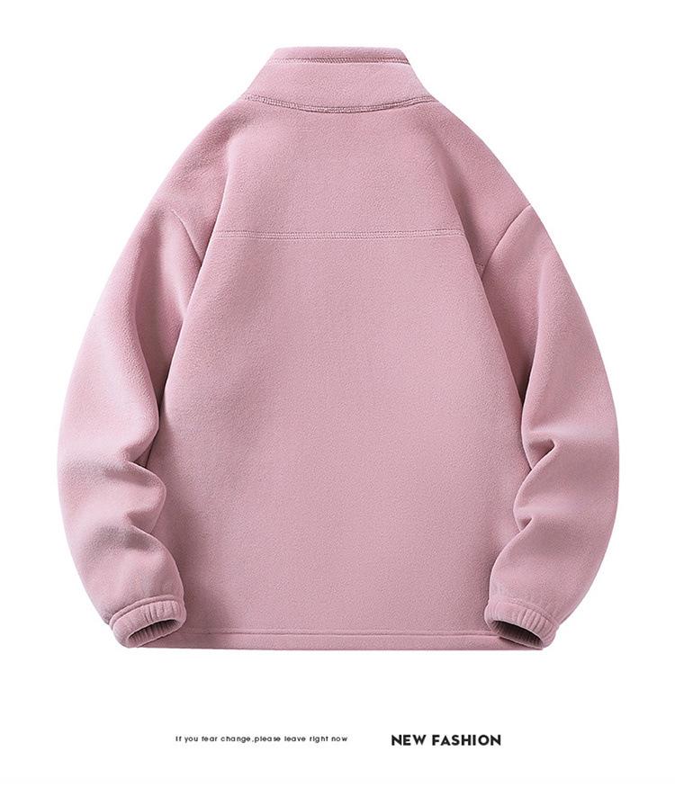 Autumn/Winter Fleece Couple's Jacket: Velvet-Thickened, Warm, Stand Collar, Pure Color Outerwear