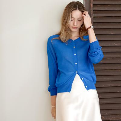 KELLY DONAHUE Breeze Color Round Cardigan Blue