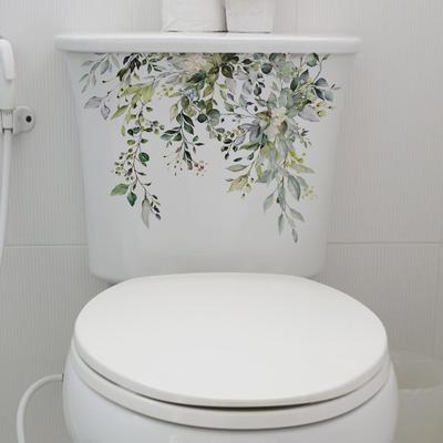 Bathroom Toilet Lid Decoration Wall Sticker Plant Leaves Sticker Self-adhesive Waterproof Vinyl Decals Removable Wallpaper
