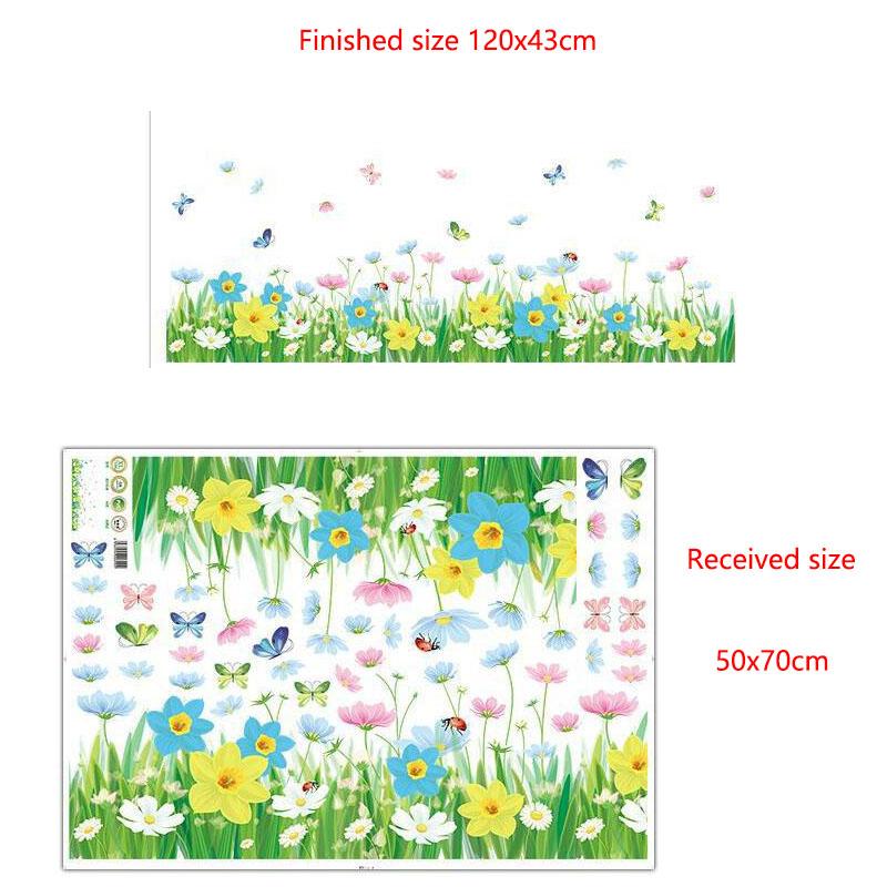 

Removable Flower Meadow Skirting Board Wall Sticker Self Adhesive Wallpaper Border Decal 50x70CM зелений
