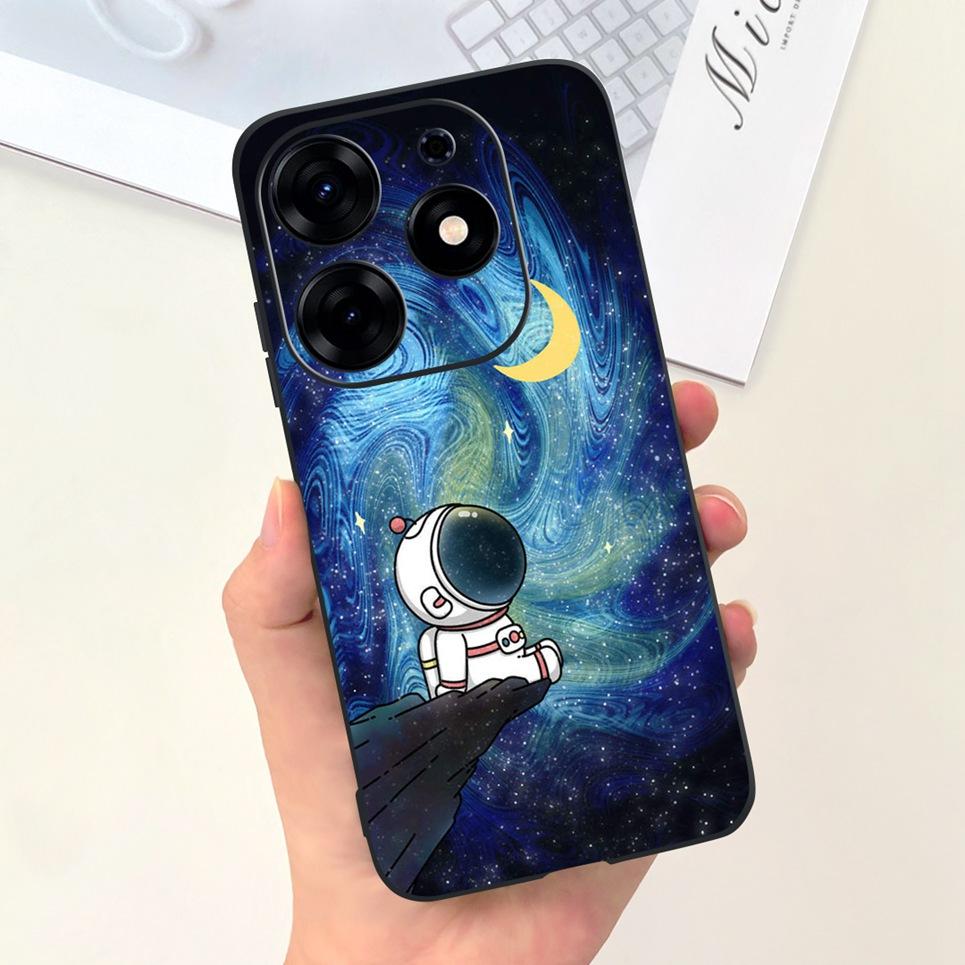 For Tecno Spark 10 Pro 10C Spark 9 Pro 9T Spark 8C Spark 7 Phone Case Black Sky Moon Night Stylish Bumper Shell Liquid Silicone