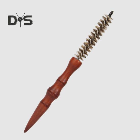 Liten villsvinbust rund børste med trehåndtak Naturlig bust Menn Kvinner Kort tynt hår Krølling Føntørking Detangling stylingbørste