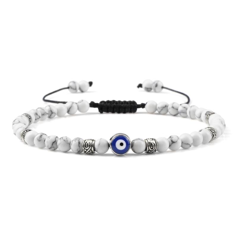 Lucky Evil Eye Bracelet Men Natural Stone 4mm Tiger Eye Lava Agates Beads Adjustable Braided Bracelets&Bangles Jewelry for Women
