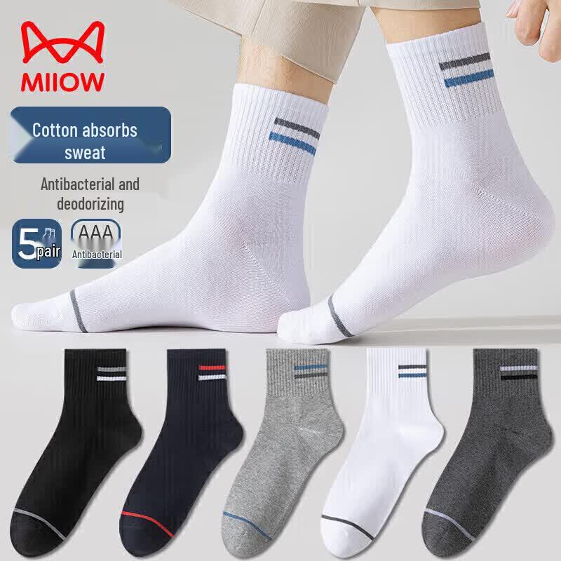 Mao Ren Men s 100% Cotton Mid-Calf Socks One Size
