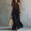 Stylish and Elegant Commuter Travel Long Neck Sexy Casual Lace Splicing Dress