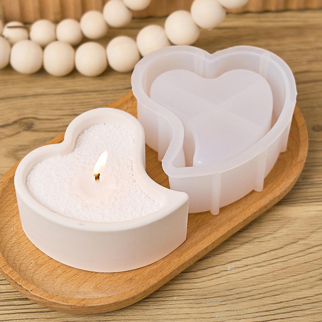 3D Herz Kerzenglas Silikonform DIY Liebe Sukkulenten Pflanzenübertopf Gussformen Gips Harz Schmuck Aufbewahrungsbox Basteln