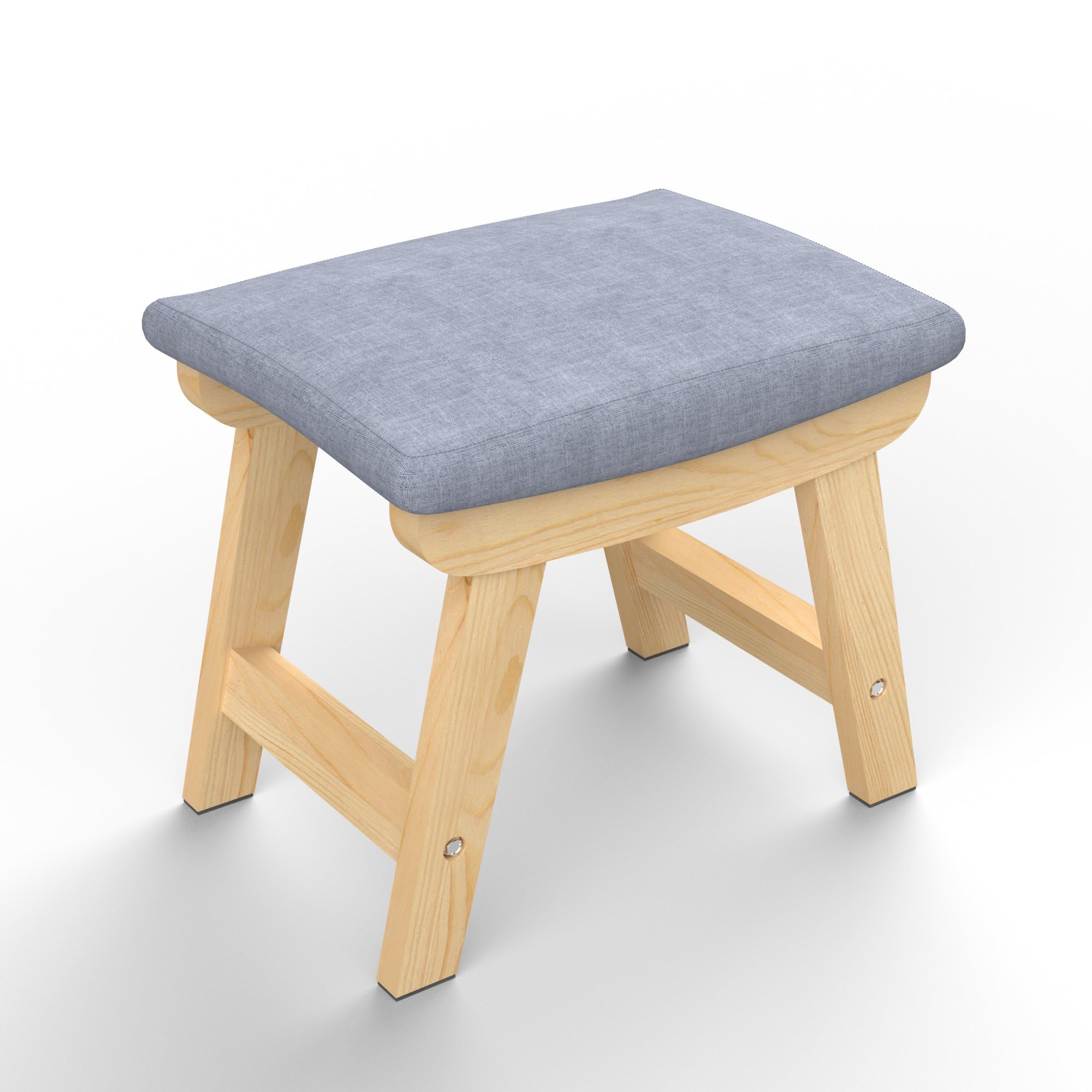 

VECELO Wooden Footstool with Soft Cushion, 35cm Wide x 28cm Deep x 30cm High, Approx. 2kg, Ideal for Under a Desk or in an Entryway, Scandinavian Styl