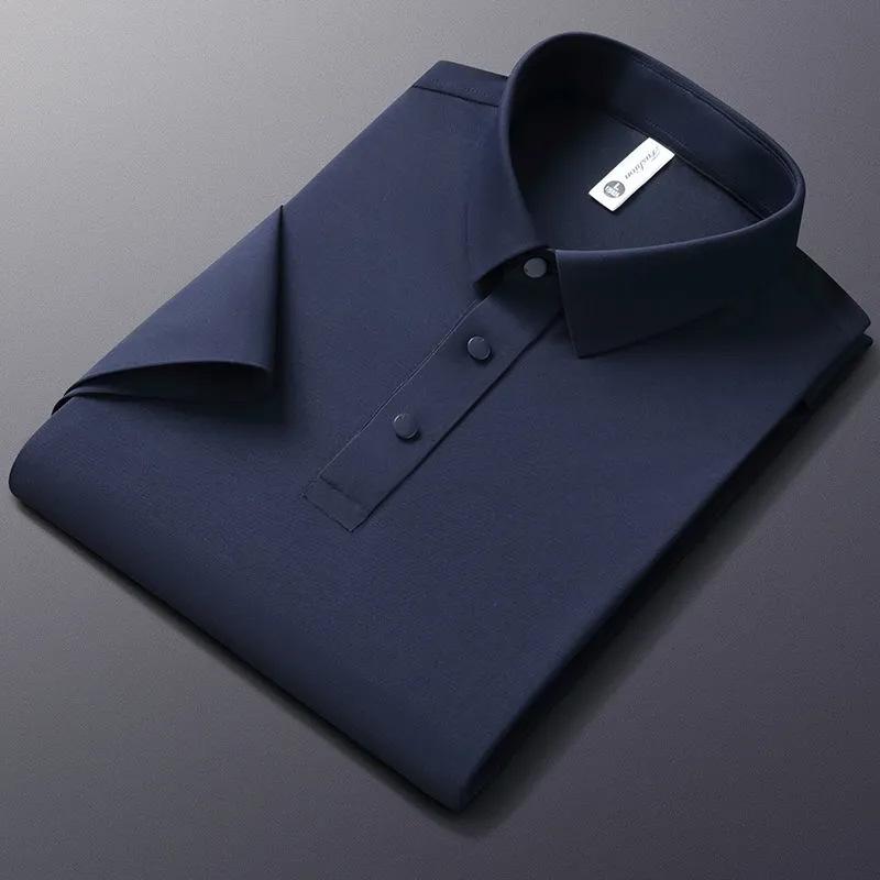 Short Sleeve T-Shirt Men'S Business Lapel Polo Shirt Solid Color Casual Half Sleeve T-Shirt Men'S