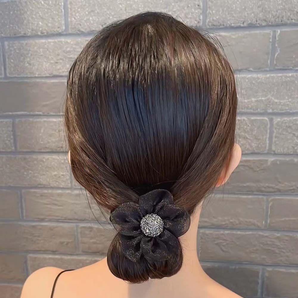 

Holder Mesh Crystal Female Hair Accessories Korean Style Scrunchies Hair Ring Flower Hair Rope