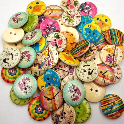 50 Stück Gemischte DIY Retro Uhr Holz Scrapbooking Knöpfe Cartoon Nähen Handwerk