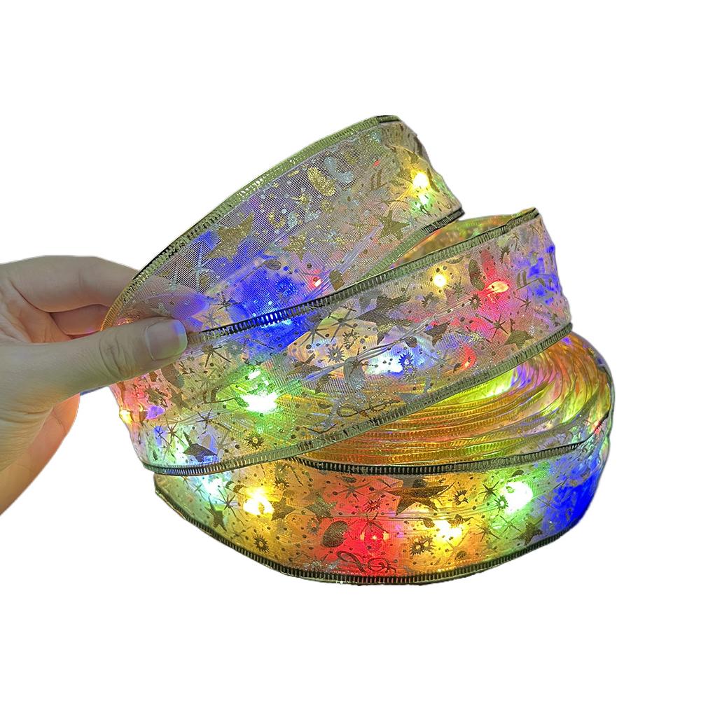 5m LED Ribbon Christmas Tree Ornaments for Home DIY Bows Light String Navidad New Year 2025 Fairy Lights Christmas Decoration