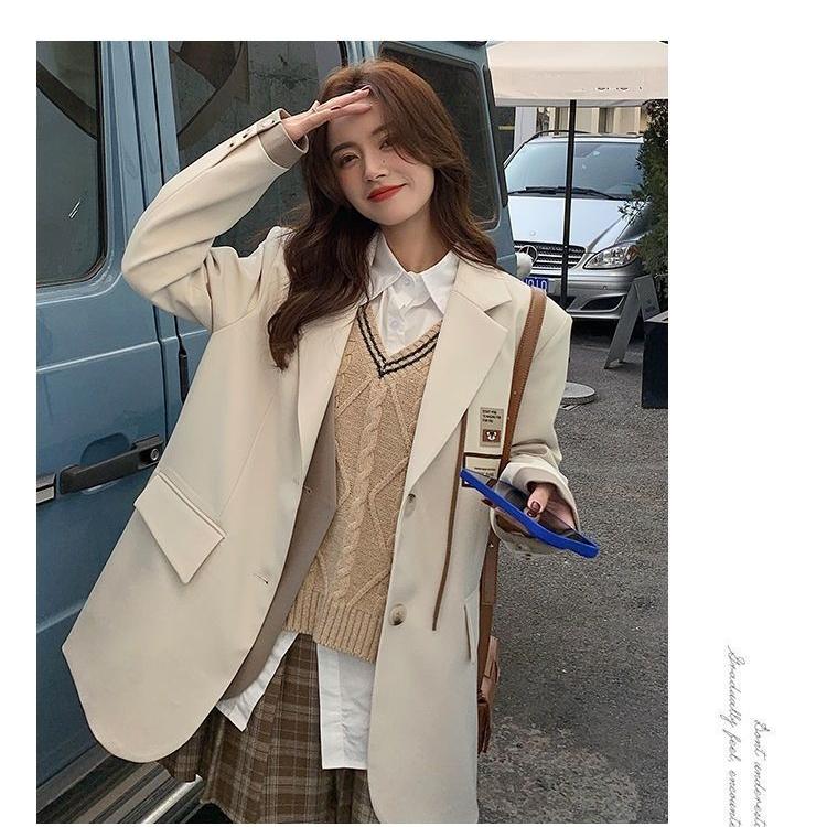 Spring Loose Fit Leisure Suit Jacket Korean Style for Women Blazer