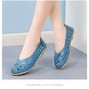 Women's Breathable Perforated Leather Flat Shoes Comfortable Massage Sole Casual Loafers for Daily Walking