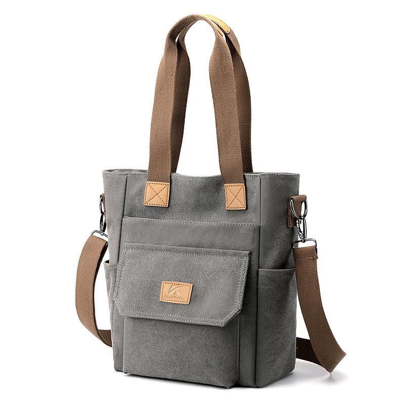 Large Capacity Casual Commuter Shoulder Bag Trendy Canvas Bag Women'S Versatile Fashion Hand-Held Women'S Large Bag
