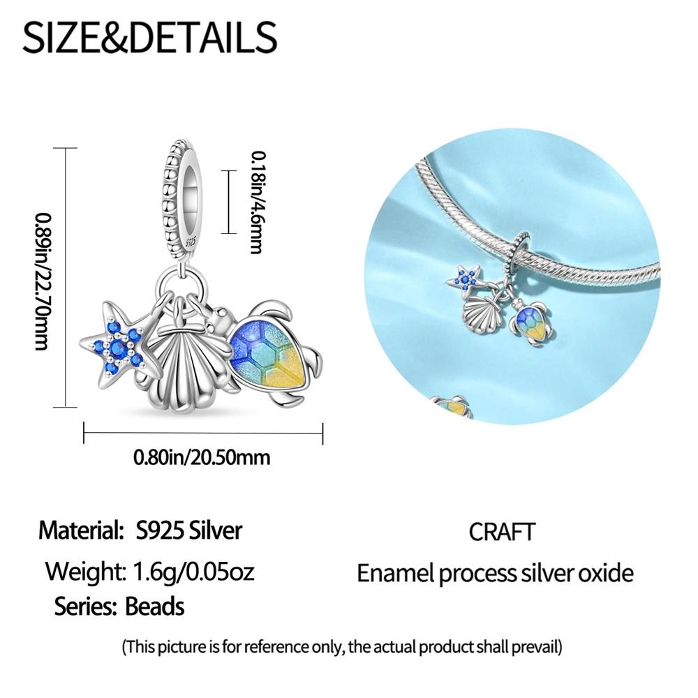 Original Copper Charms Luxury Blue Zircon Turtle Shell Pendant Beads Fit Bracelet Diy Women Making Delicate Gift