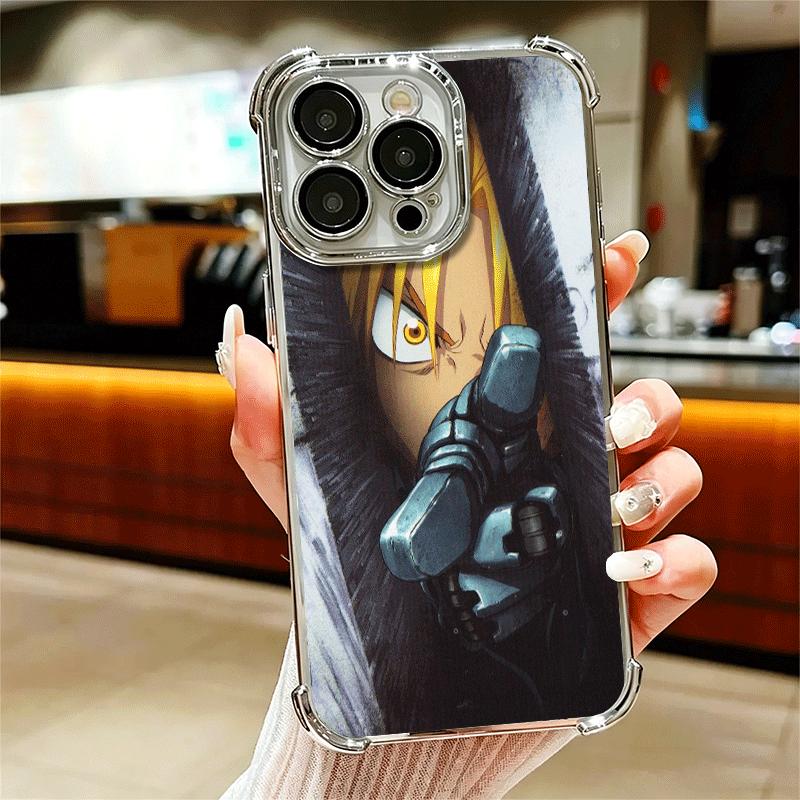 F-ullmetal A-Alchemist Anime Plating Phone Case For Iphone 16 17 Pro Max Air 16E 14 15 Plus 12 13 Mini Anti-Fall Airabag Cover