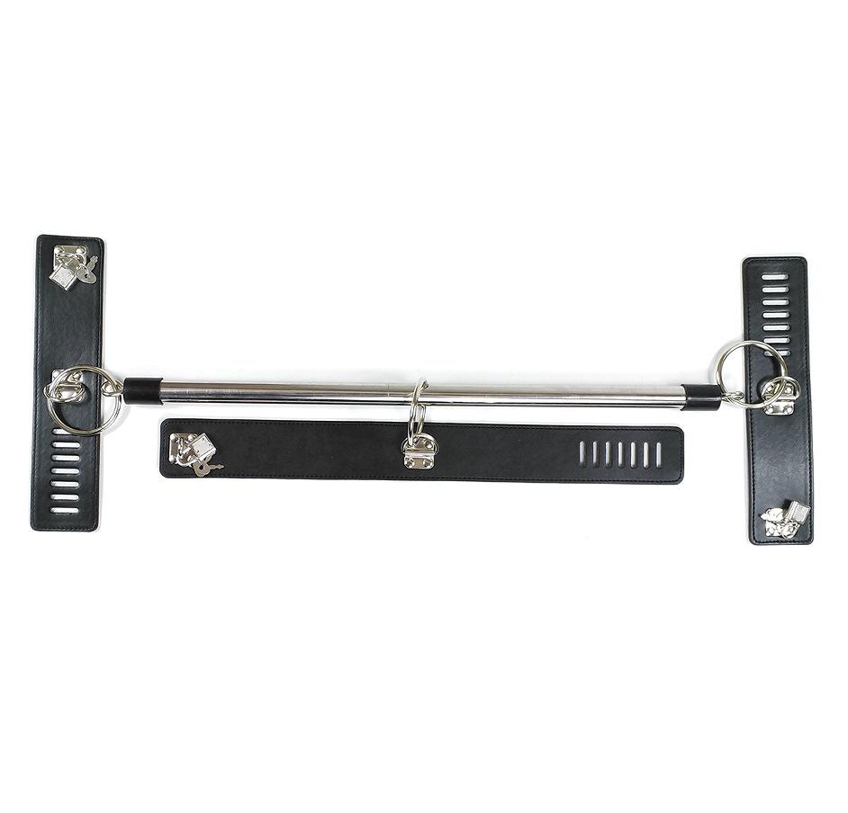 SM Restraint Kit with Locking Leather Handcuffs and Neck Rod