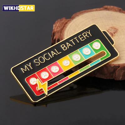 Mood Conversion Energy Brooch for Women Men My Social Battery Badge Expression Pins Brooches On Clothes