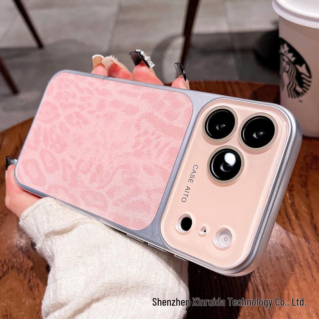 iPhone 17 Pro Max Leather Leopard Print Case with Large Window, Apple 16 Lens Protection, and Drop Protection Cover.