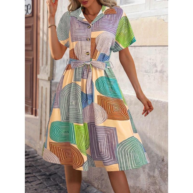 JKASHDK Moda damă vară primăvară rochii casual cu mâneci scurte cu mâneci scurte cu talie înaltă