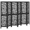 6 Piece Black Folding Screen Solid Paulownia Wood