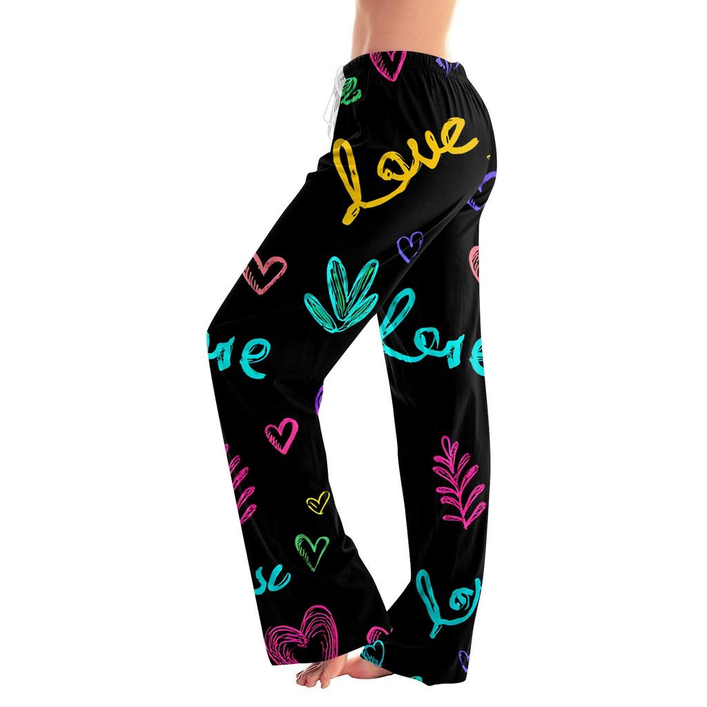 Women's Valentine's Day Heart,themed Casual Milk Silk Fleece Pants, Sleep Pants, Home Pants