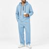 Men's Linen Hoodie Set with Half Zip, Long Sleeve Pullover and Drawstring Jogger Pants, Casual 2-Piece Outfit