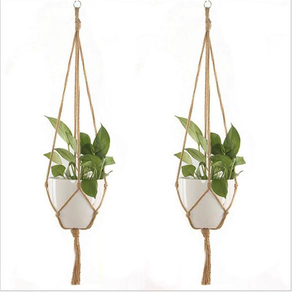 Gardening Greening Flower Pots Hemp Rope Hanging Net Flower Pot Basket Hanging Gondola Hand Made Twine 90cm 105cm 122cm