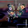 1PC Explosive Acrylic Flat Butterfly Flower Creative Pendant Car Rearview Mirror Decoration Pendant Home Festival