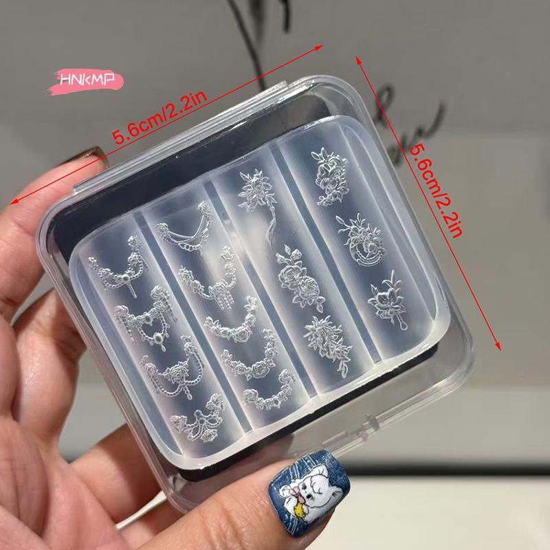 Clear Silicone Nail Flower Chains Carving Bow Mold for DIY Nail Art Stereoscopic Stamping Plate Manicure Tools Nail Decorations