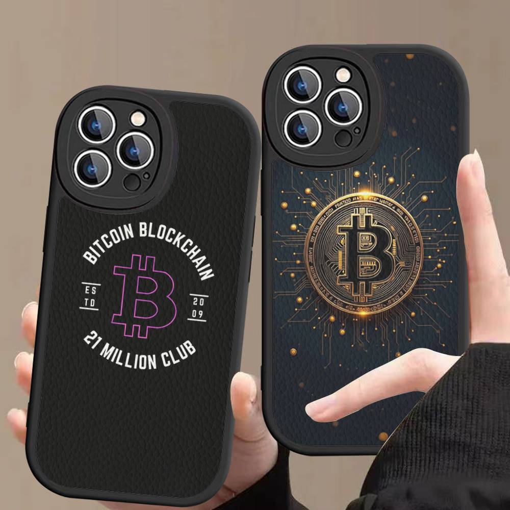 Bitcoin Phone Case Hard Leather For IPhone 14 13 16 Mini 15 14 11 12 Pro Max Plus Fundas