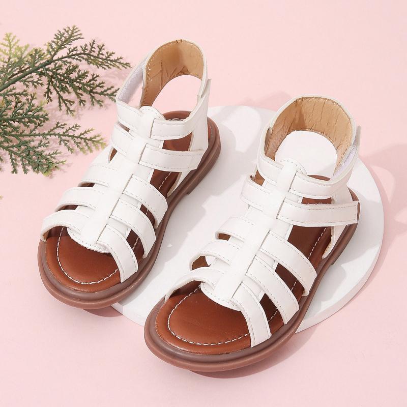 

Модная детская обувь Летние новые детские сандалии Нескользящие туфли принцессы для девочек Детская пляжная обувь на мягкой подошве Простые римские сандалии для девочек 21insole14.5cm белый